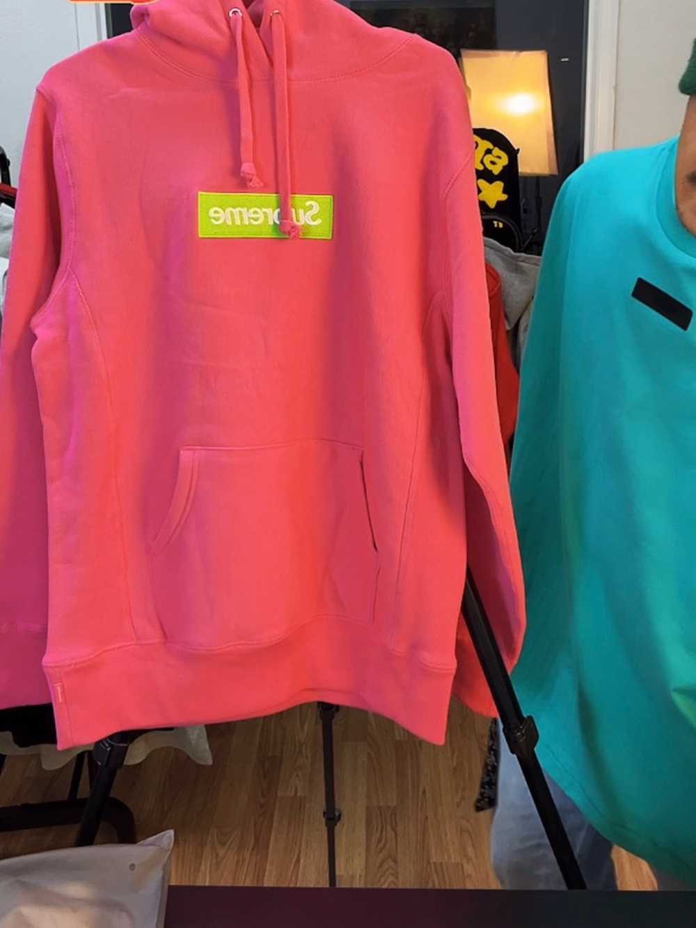 Pink Box Logo Supreme Brand New Pull Over Hoodie Medium